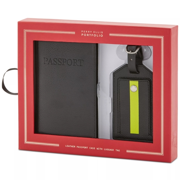 Perry Ellis Portfolio Passport Holder and Striped Luggage Tag Gift Set - Picture 4 of 6